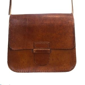 Vintage Structured All Leather Crossbody Purse